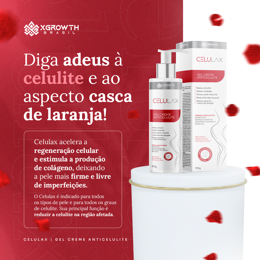 Celulax XGrowth Brasil – Gel Creme Anticelulite de Alta Performance | Reduz Celulite, Flacidez e Medidas (Cosmético Grau II – ANVISA)