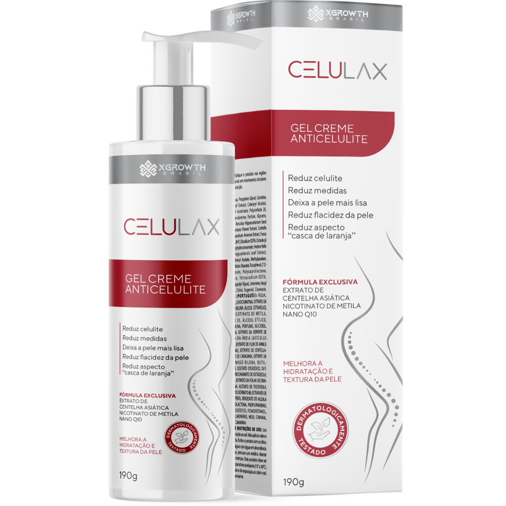 Celulax XGrowth Brasil – Gel Creme Anticelulite de Alta Performance | Reduz Celulite, Flacidez e Medidas (Cosmético Grau II – ANVISA)