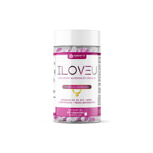 ILOVEU XGrowth Brasil – Suplemento Feminino Natural com Trans-Resveratrol, Boro, Vitaminas D3, B3 e B12 | Libido, Energia e Bem-Estar Feminino (60 Cápsulas)