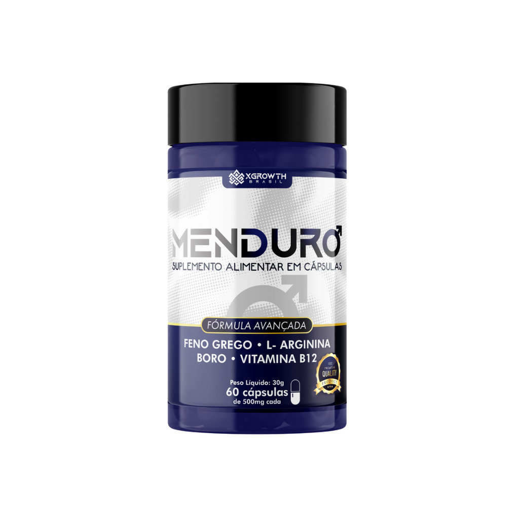 MENDURO XGrowth Brasil – Suplemento Masculino Natural com Feno-Grego, Boro, L-Arginina e Vitaminas do Complexo B | Energia, Libido e Desempenho (60 Cápsulas)