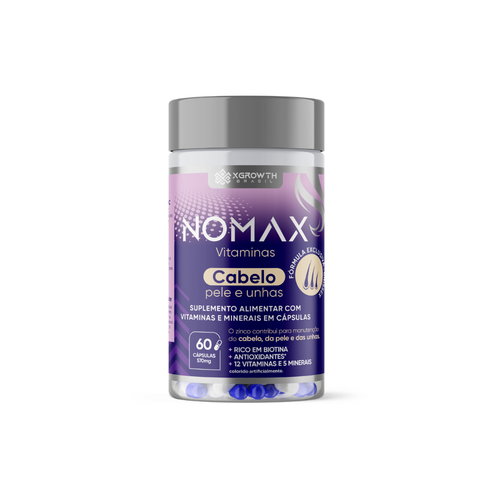 NOMAX XGrowth Brasil – Multivitamínico Cabelo, Pele e Unhas | Biotina, Vitaminas e Minerais (60 cápsulas) – Unissex