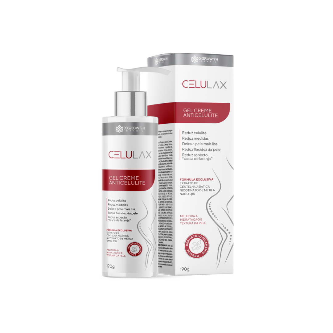 Celulax XGrowth Brasil – Gel Creme Anticelulite de Alta Performance | Reduz Celulite, Flacidez e Medidas (Cosmético Grau II – ANVISA)