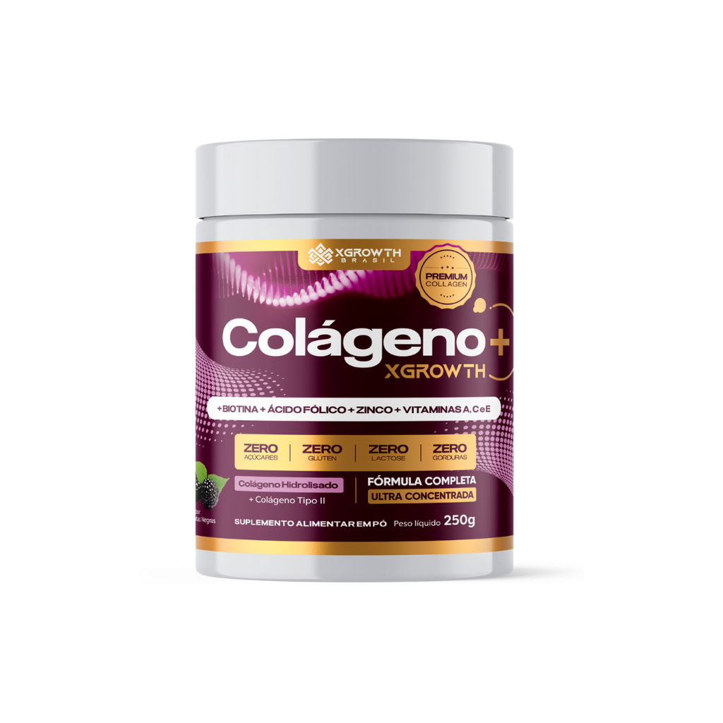 Colágeno XGrowth Brasil + Vitaminas e Minerais | Sabor Frutas Vermelhas (300g)